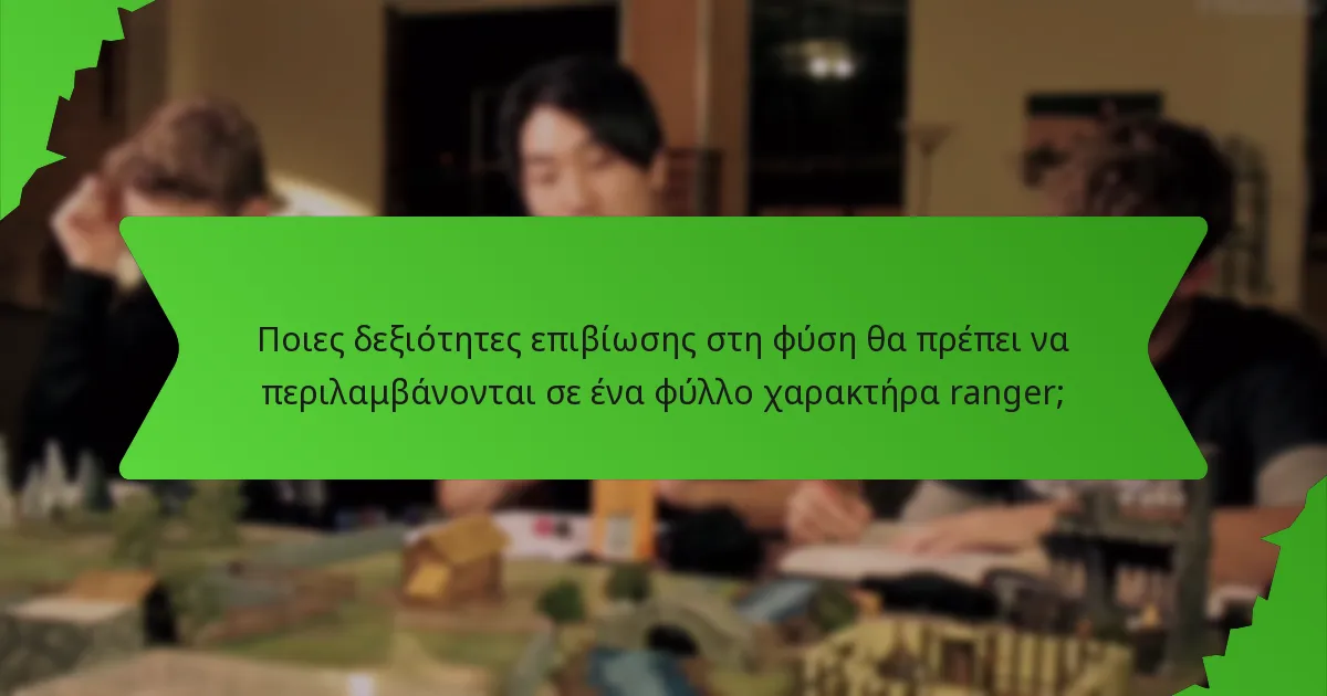 Ποιες δεξιότητες επιβίωσης στη φύση θα πρέπει να περιλαμβάνονται σε ένα φύλλο χαρακτήρα ranger;