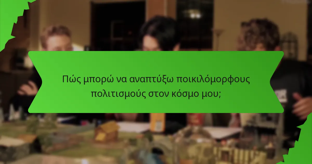 Πώς μπορώ να αναπτύξω ποικιλόμορφους πολιτισμούς στον κόσμο μου;